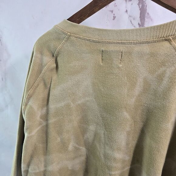 BDG Shirt Mens Medium Yellow Thermal Waffle Tie Dye Long Sleeve Notch Urban UO - Picture 7 of 12